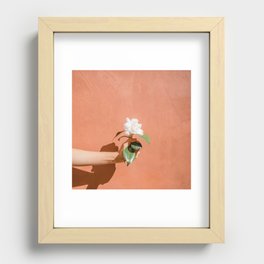 Hand Holding Flower Recessed Framed Print