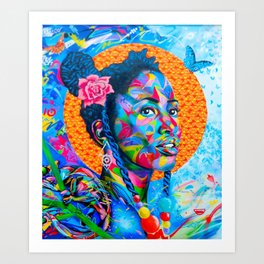 You are the light in this world; African American colorful female portrait painting Art Print