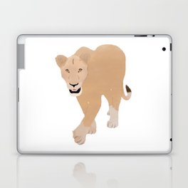 Watercolor Stalking Lioness with Mouth Open Laptop Skin