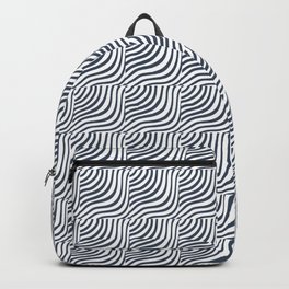 Navy Blue Striped Shells Pattern Backpack