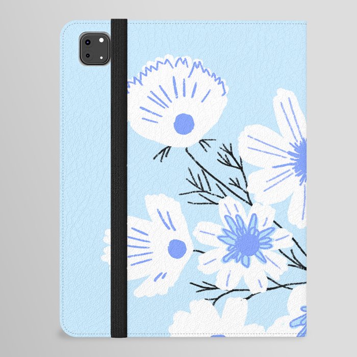 Retro Spring Wildflowers Blue iPad Folio Case