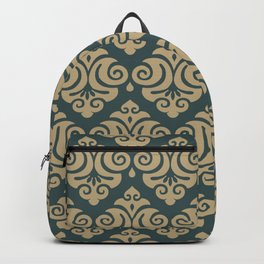 Victorian Gothic Pattern 538 Green and Gold Backpack
