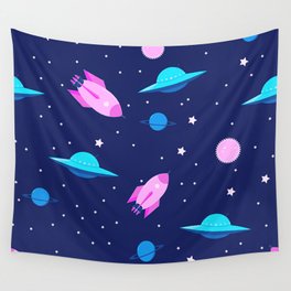 Mysterious Space And Space Objects Pattern Wall Tapestry