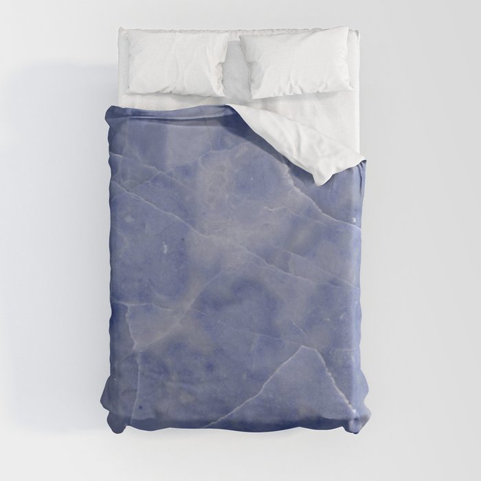 Marble Texture - Icy Blue Marble Duvet Cover