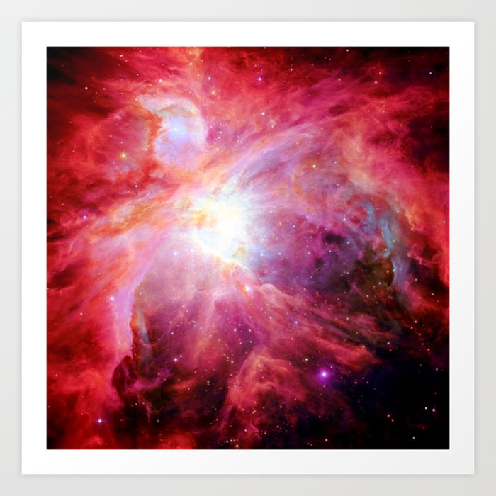 Orion nebulA. : Colorful Red Art Print