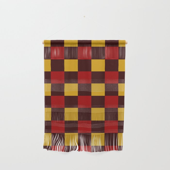 Red & Mustard Gold Checkers Wall Hanging