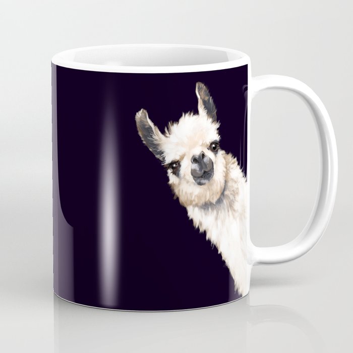 Sneaky Llama in Black Coffee Mug