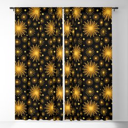 Abstract Hand-painted Vintage Fireworks in Gold and Black Blackout Curtain