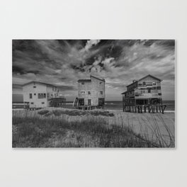Derelict Houses Nags Head, NC black and white Canvas Print