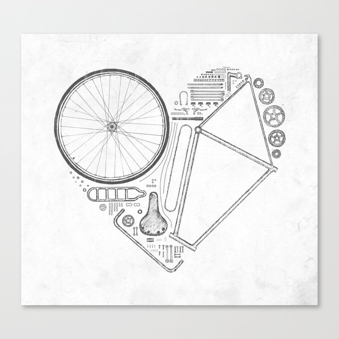Love Bike (Grey) Canvas Print