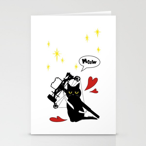 Black Cat With Crossbow Stationery Cards By 00sakon00 Society6