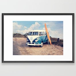 Vintage Beach Bus Framed Art Print