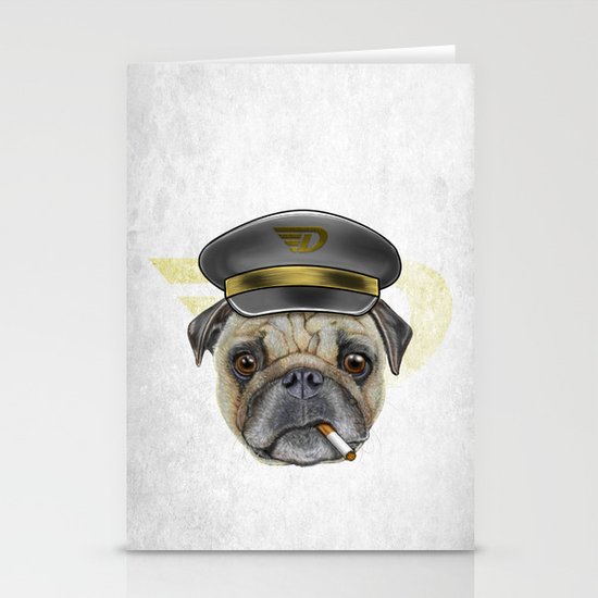 Pug Commander Stationery Cards
