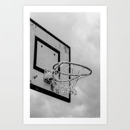 I dunk think so - The Netherlands photo | Basketball basket black and white monochrome dramatic noir photography art print Art Print