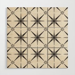 arlo star tiles - black and white Wood Wall Art