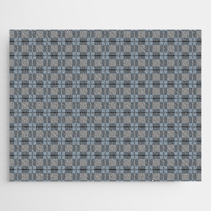 Blue Grey Clan Clark Tartan Plaid Pattern Jigsaw Puzzle