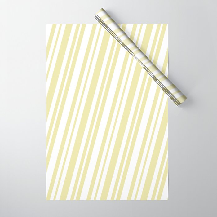 Pale Goldenrod and White Colored Lines Pattern Wrapping Paper