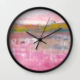 Abstract Irish Landscape in Pink and yellow Wall Clock