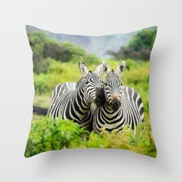 South Africa Photography - Two Zebras In Love Throw Pillow