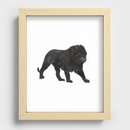 digital painting of a black lion Recessed Framed Print
