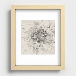 Lusaka, Zambia - Black and White City Map Recessed Framed Print