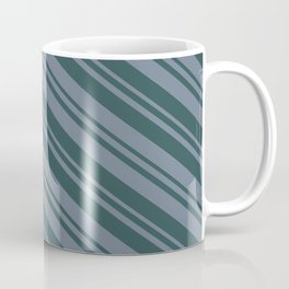 [ Thumbnail: Slate Gray and Dark Slate Gray Colored Stripes Pattern Coffee Mug ]