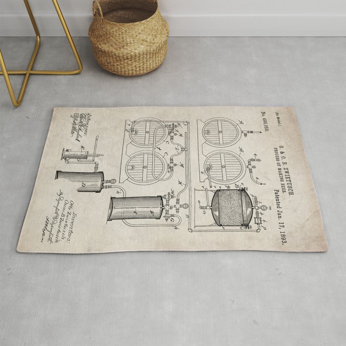 Brewery Patent - Beer Art - Antique Rug