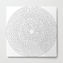 Maze Metal Print | Black and White, Digital, Game, Graphic Design 