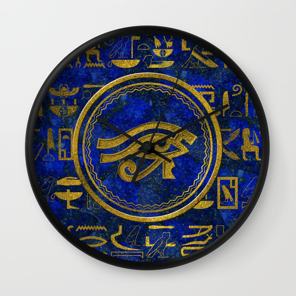 Egyptian Eye Of Horus Wadjet Lapis Lazuli Wall Clock By Horus Wadjet Lapis Lazuli Wall Clock