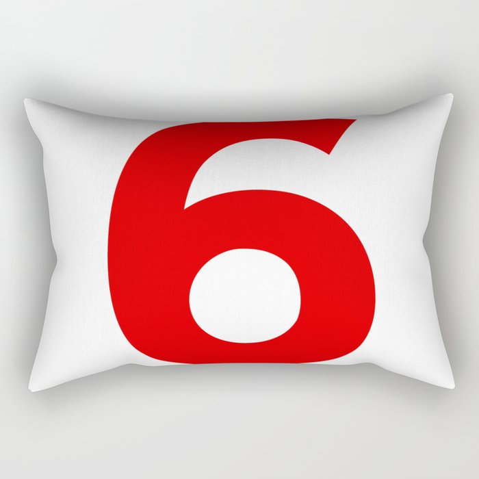 Number 6 (Red & White) Rectangular Pillow