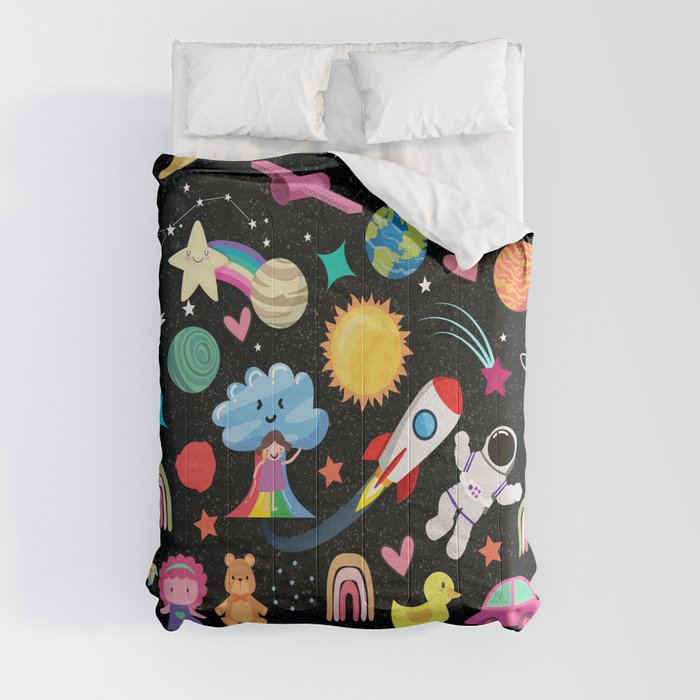 Astronaut and space pattern gift for kids Comforter