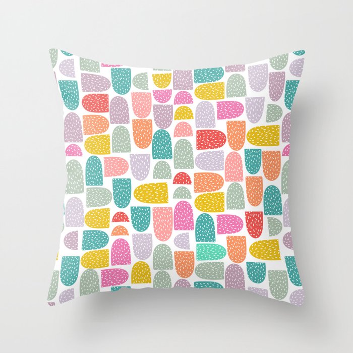 Mid Century colorful blocks shapes Throw Pillow