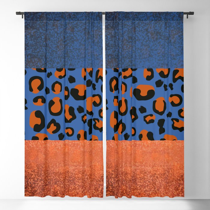 Blue Urban Jungle - Leopard Pattern  Blackout Curtain