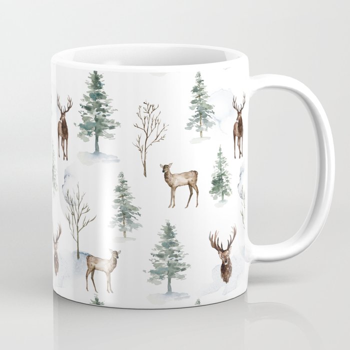 Deer and Pine Trees Coffee Mug