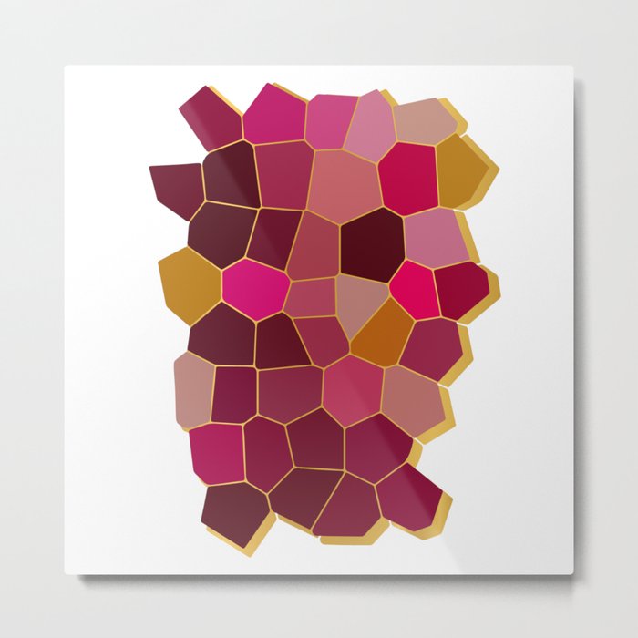 Hexagon Abstract Pink_Olive Metal Print