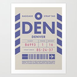 Luggage Tag D - DEN Denver USA Art Print