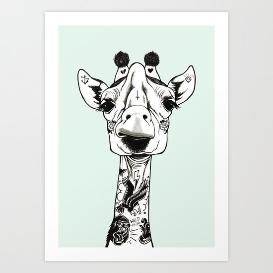 Giraffe Tattooed Art Print