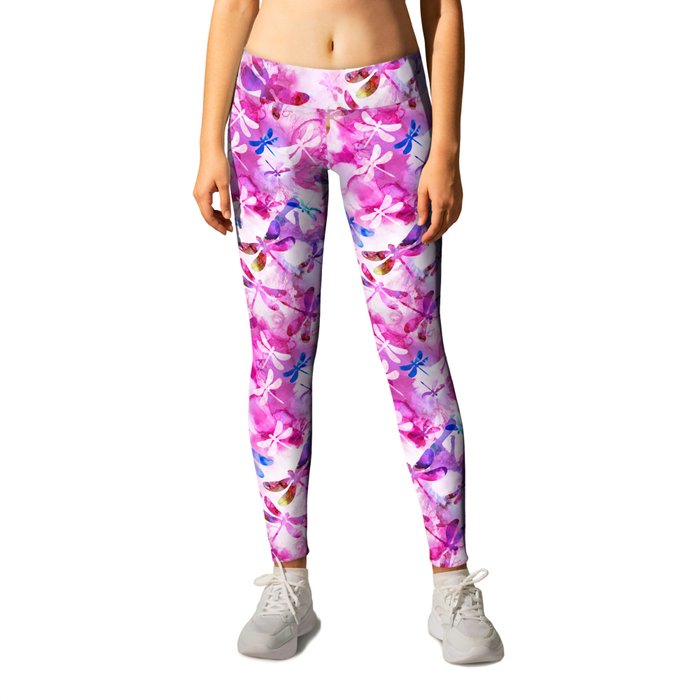 Dragonfly Lullaby in Pink and Blue Leggings