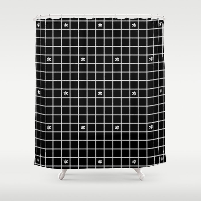 pillow ticking white and black with snowflakes shower curtain by