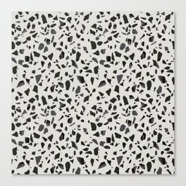 Black and white terrazzo flooring seamless pattern Canvas Print