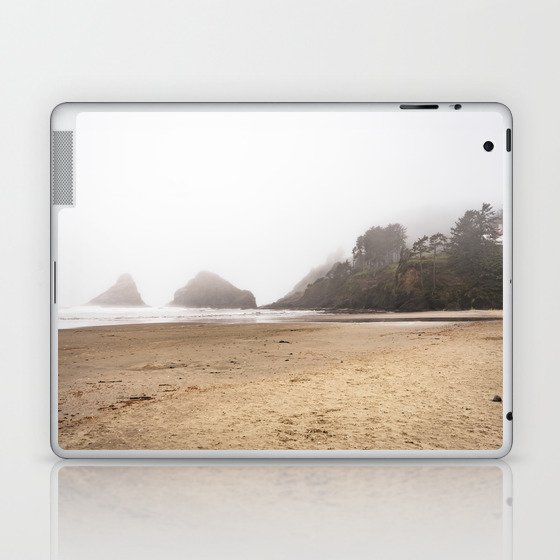 Foggy Beach Oregon Coast Landscape Photography Laptop & iPad Skin