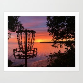 Sunsets and Disc Golf Basket Art Print