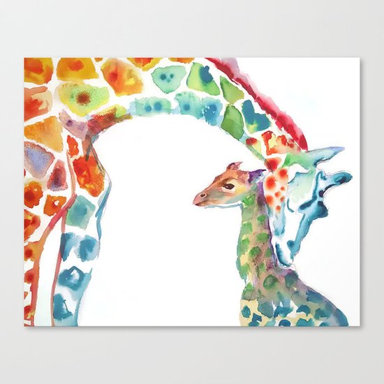 Mummy and Baby Giraffe College Dorm Decor Canvas Print