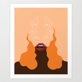 Woman Smoking Eyes Art Print