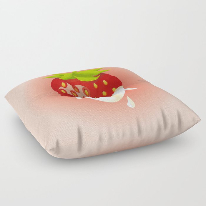 Strawberry covered with cream Floor Pillow