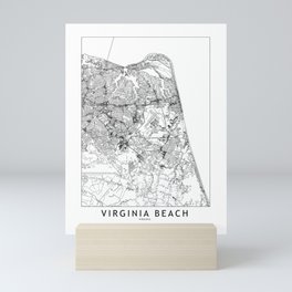Virginia Beach White Map Mini Art Print