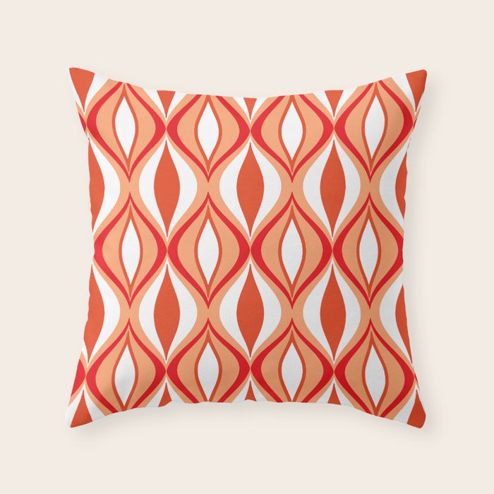Mid Century Modern Diamonds Orange And White Throw Pillow By