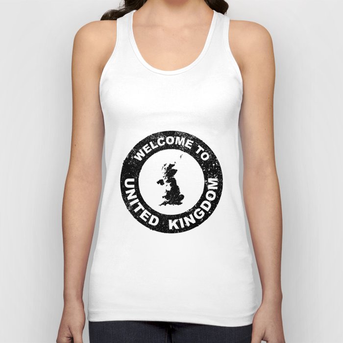 Rubber Ink Stamp Welcome To United KIngdom Tank Top