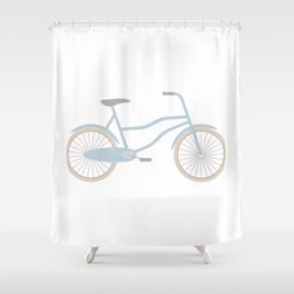 Blue Retro Bicycle Shower Curtain