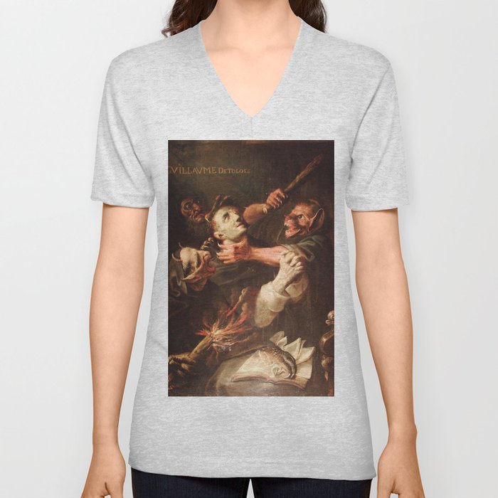 The Blessed Guillaume de Toulouse Tormented by Demons, 1657 - Ambroise Fredeau V Neck T Shirt